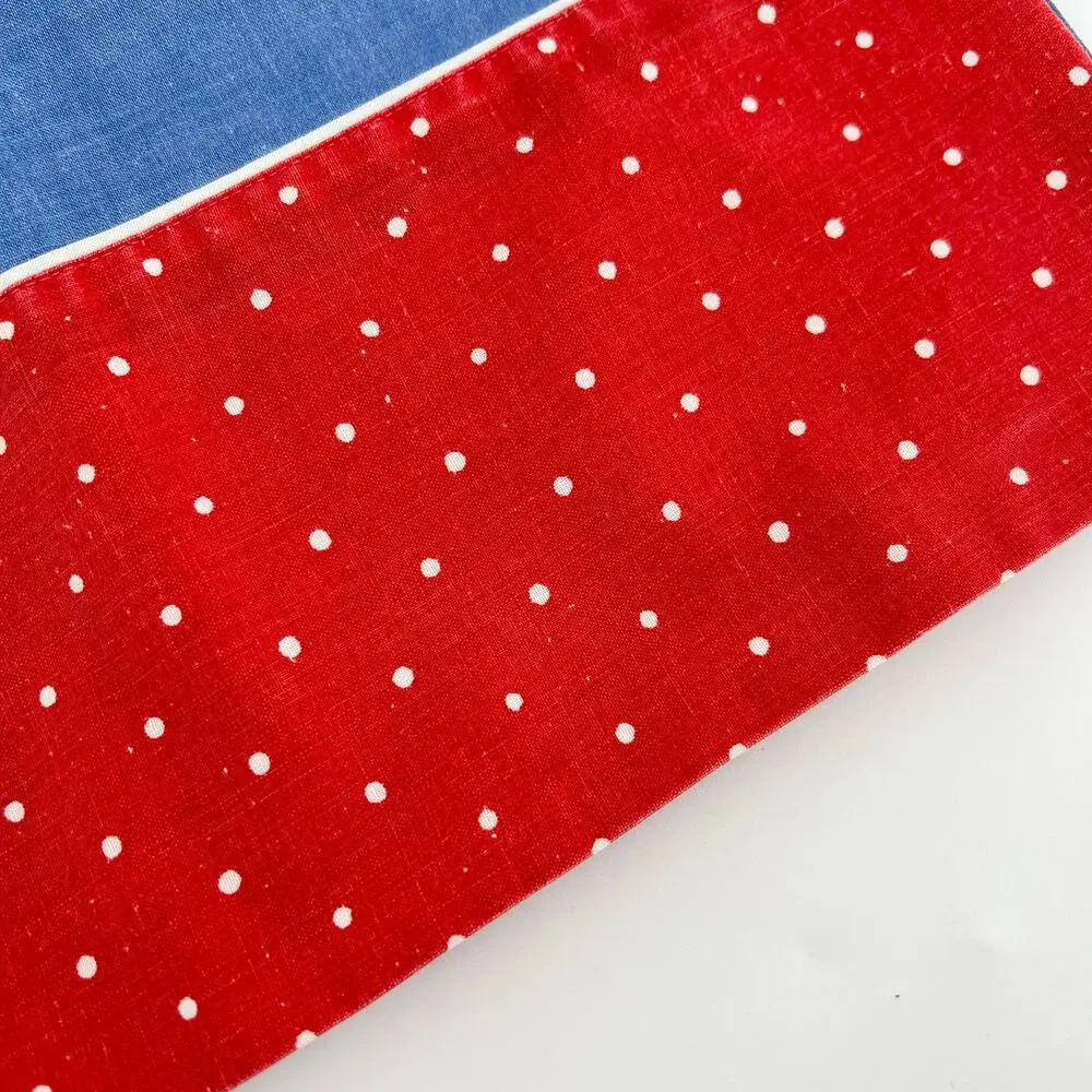 70s queen flat sheet and pillowcases Denim Dot by Utica 1970s vintage